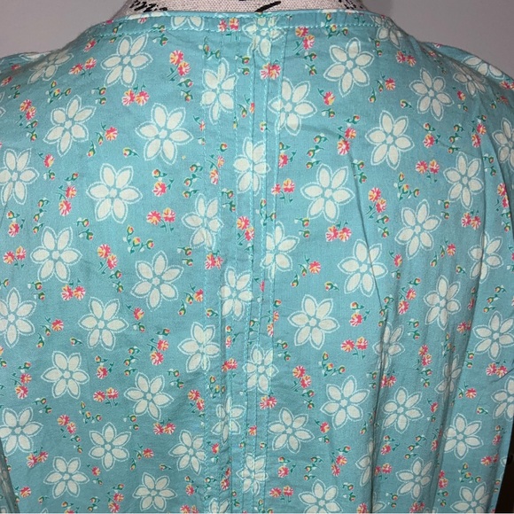 April Cornell Floral Embroidered Button Front Midi Dress Blue Lace Trim Large - Picture 8 of 14